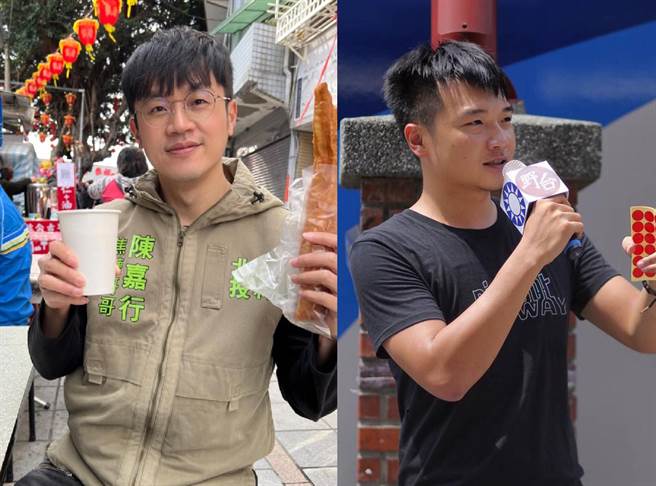 羅智強徒步謝票遭「焦糖」陳嘉行（左）嗆說是領納稅錢健行遊台灣，羅智強辦公室主任楊植斗（右）發文反擊。（合成圖／摘自臉書）