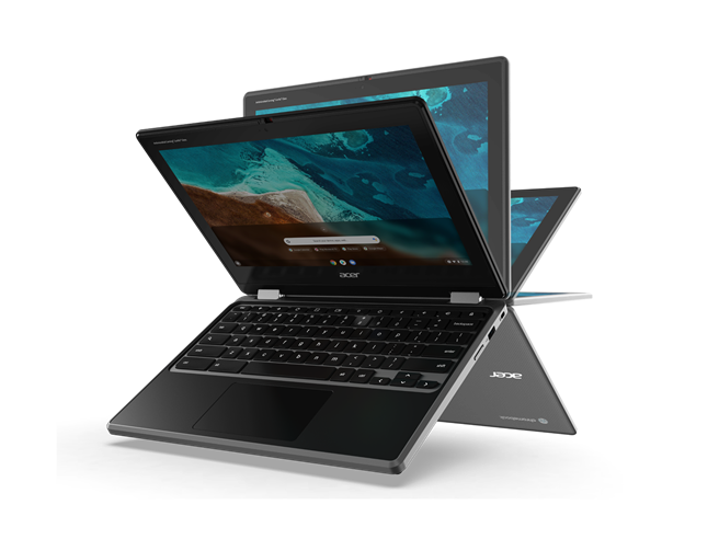 宏碁Acer Chromebook Spin 311，能作360度的旋转，可灵活变换成4种使用模式。（宏碁提供）