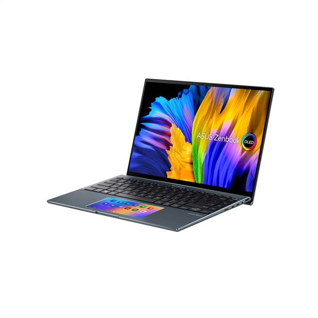 华硕ASUS Zenbook 14X OLED，共有绿松灰、星河紫 2色，定价4万6900起，2月底前购机官网登录送「Zenbook x 兴波咖啡 联名手冲咖啡组」。（华硕提供）