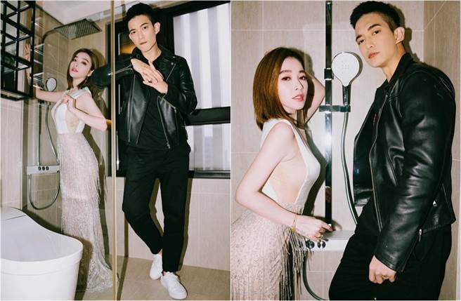 许维恩、王家梁在浴室拍时尚照。（图／取材自许维恩脸书）