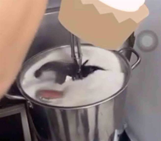 日前有網友於網路論壇Dcard貼出一段IG限時動態的影片，影片中身著50嵐制服的男子將髒鞋丟入廚房鍋子內，引起網友熱議。（擷取自Dcard）