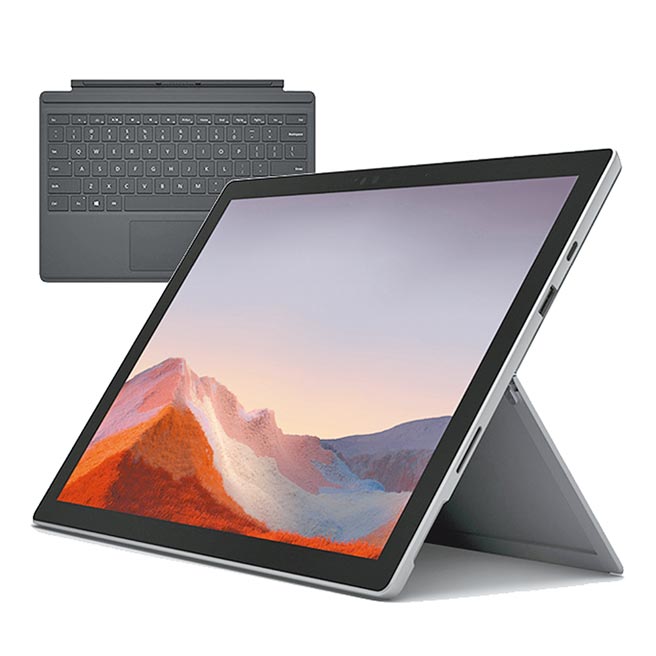 PChome 24h购物的Microsoft微软 Surface Pro 7 VDV-00011白金笔电，原价3万2888元，特价2万5888元。（PChome 24h购物提供）