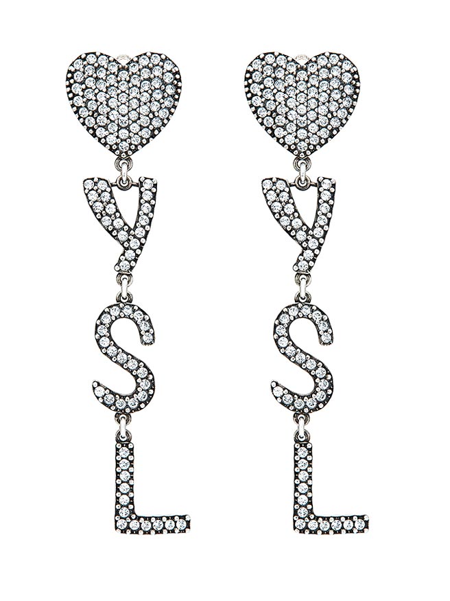 YSL LOGO水钻垂坠耳环，2万2650元。（Saint Laurent提供）