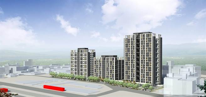 「捷运土城线顶埔站周边公私有土地都市更新案」已完成整合，预计下半年动工，图为完工模拟图。（新北市财政局提供）