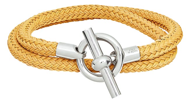 Hermes编绳与镀钯金属双圈手环，1万1900元。（Hermes提供）