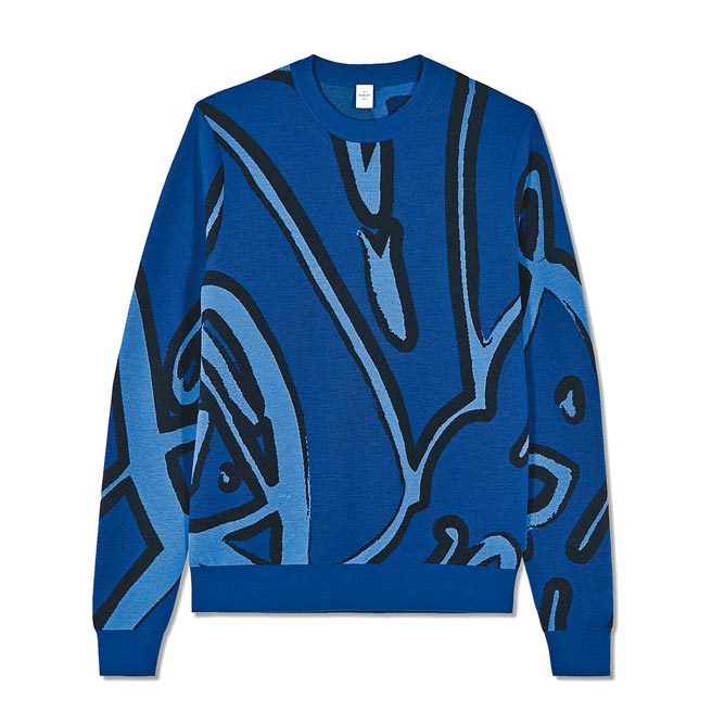 Berluti蓝黑色缇花毛衣，4万4000元。（Berluti提供）