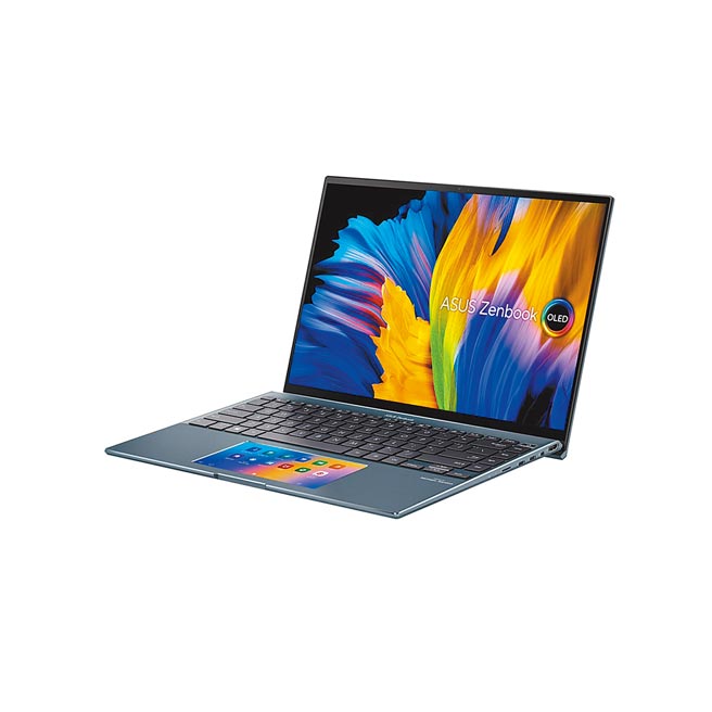 华硕ASUS Zenbook 14X OLED，共有绿松灰、星河紫2色，定价4万6900元起，2月底前购机官网登录送「Zenbook × 兴波咖啡联名手冲咖啡组」。（华硕提供）