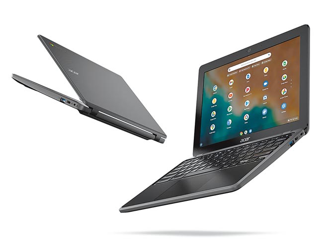 宏碁Acer Chromebook 512，拥有12吋显示器，採3：2长宽比，内建2个麦克风及1个具备强化视讯品质时序杂讯抑制技术的网路摄影机。（宏碁提供）