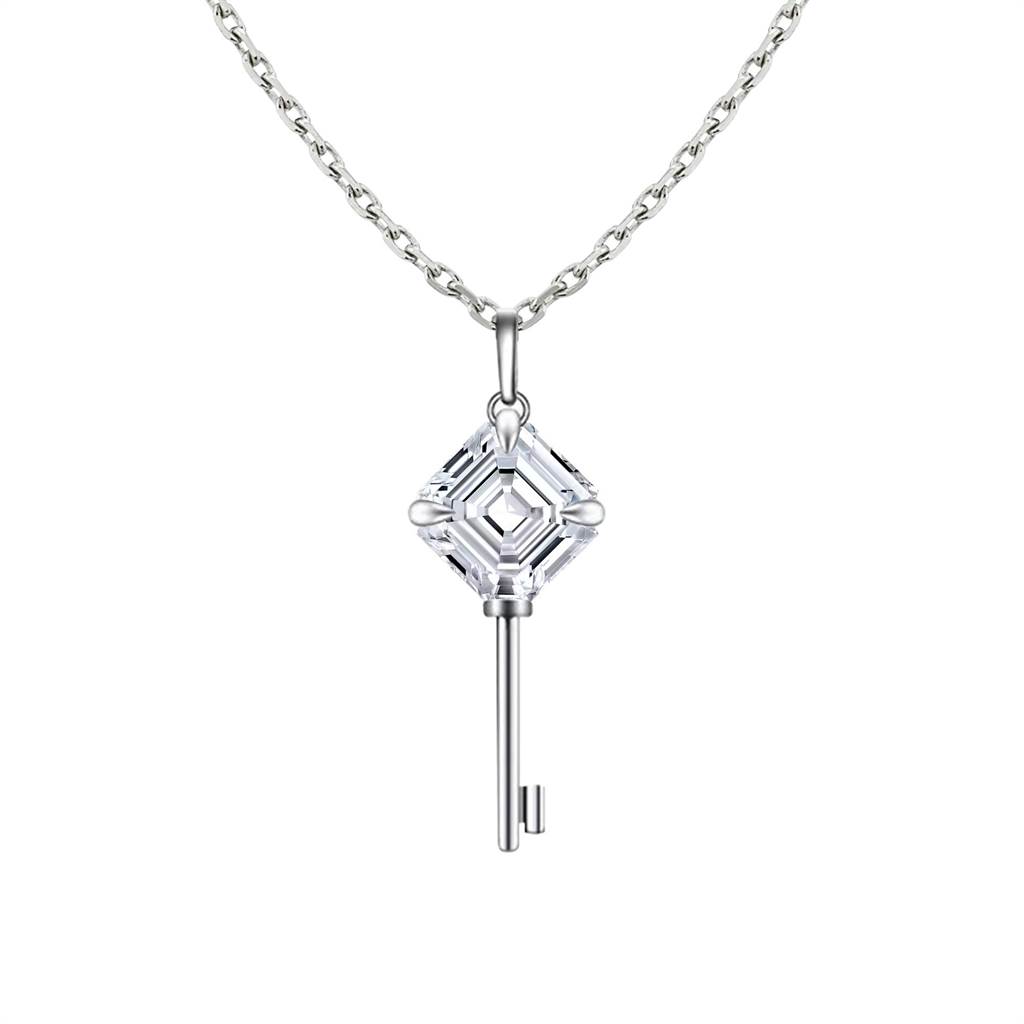 JOY COLORi未來鑽石「心鑰」項鍊，0.5克拉，3萬9000元起。（JOY COLORi提供）