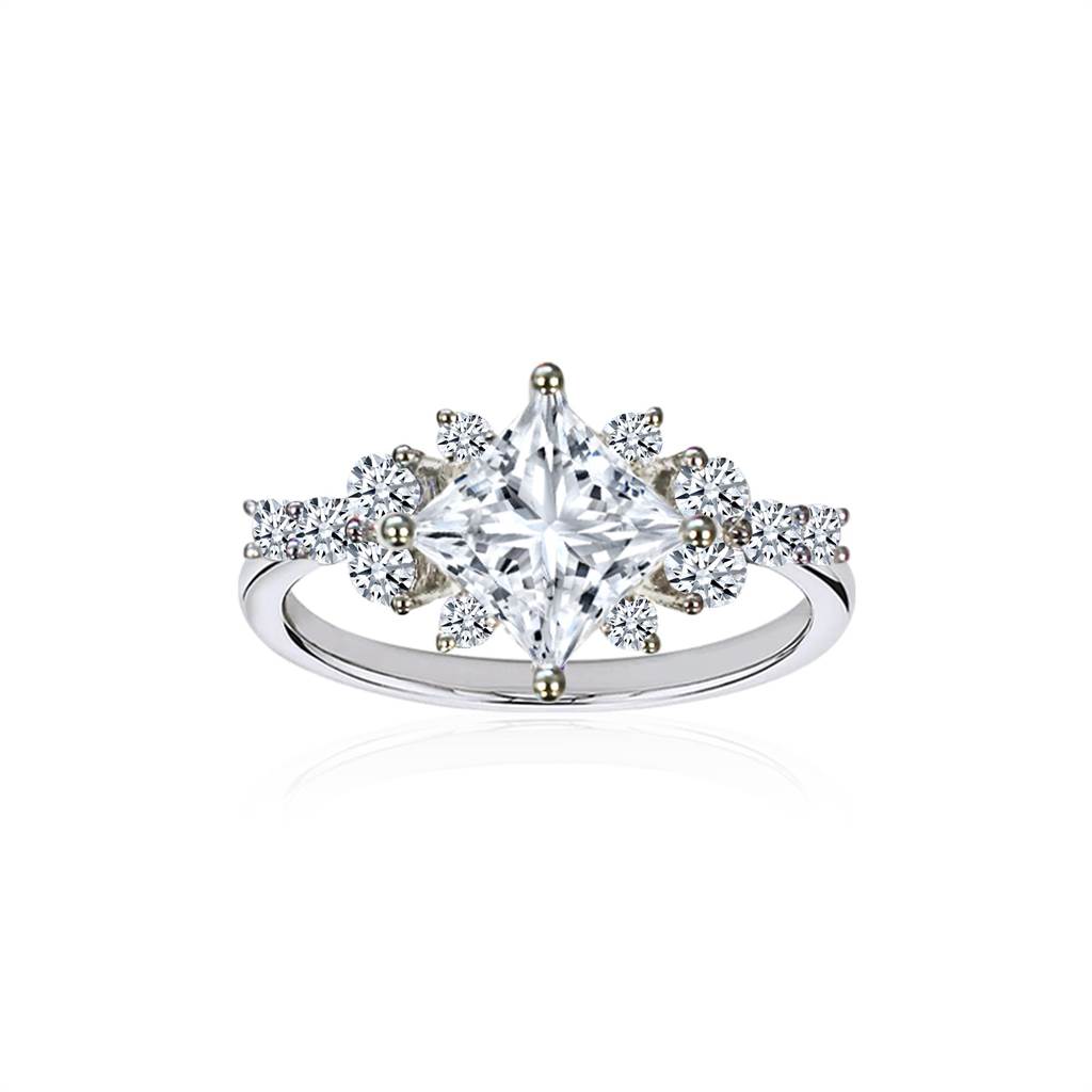 JOY COLORi未來鑽石「漫天繁星」公主方型鑽戒，1克拉，12萬元起。（JOY COLORi提供）