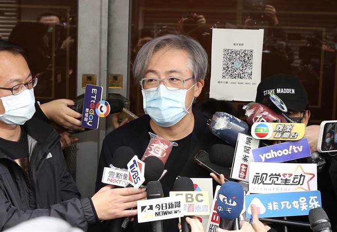 張宇弔唁明金成後受訪。（陳俊吉攝）