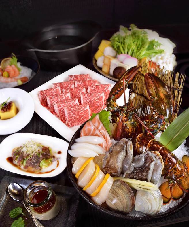 台北101食令shabu情人节海陆套餐，双人甜蜜价5960元。（台北101提供）