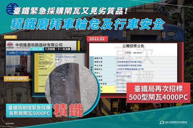 台湾公益揭弊暨吹哨者保护协会批评台铁EMU500型电联车採购的闸瓦问题不断。（摘自脸书）