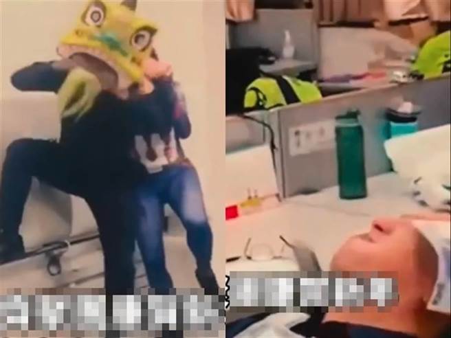 高市前镇分局草衙派出所员警在过年除夕夜当天，因没有民眾在派出所，一时兴起，玩起余兴节目，扮演「弄狮」、用玩具手枪「撒钱」，影片被长官认为社会观感不佳，一口气对10警员祭出25支申诫。（翻摄自脸书「记者新闻网」／石秀华高雄传真）