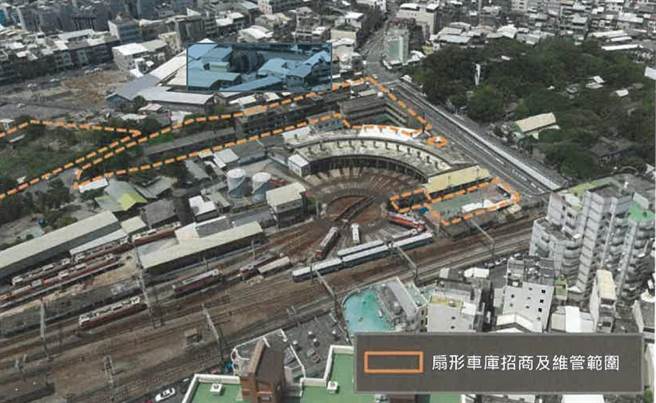 扇形车库周边属于台铁所有的办公大楼也招标出去了，将陆续活化。（台铁提供／吴敏菁彰化传真）