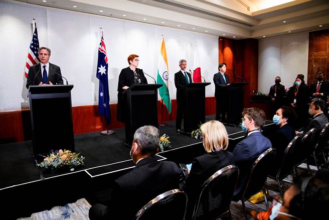 美國、澳洲、日本、印度的外交首長連日在澳洲墨爾本就深化「四方安全對話」（Quad）聯盟展開會談。(圖/路透社) 