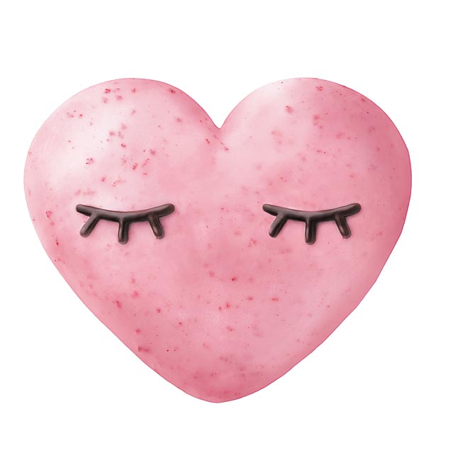 今年Mister Donut推出两款情人节「爱心造型」甜甜圈，分别为草莓巧克力口味的「初恋情人」（见图）。（Mister Donut提供）