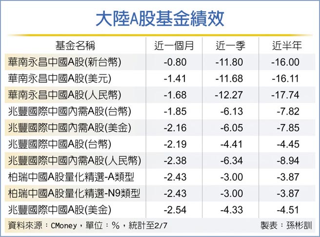 大陸A股基金績效