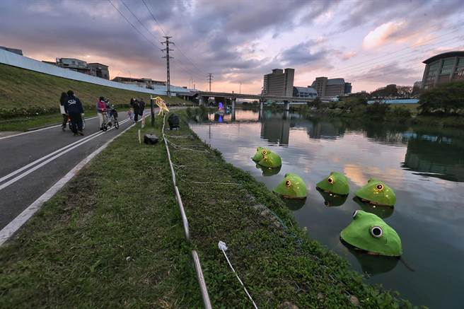 2022台北燈節11日盛大登場，以自然生態、兒童樂園為主軸的芝山站河濱燈區，結合雙溪、芝山岩生態，傳遞出雙溪芝山岩的生命力。（杜宜諳攝）