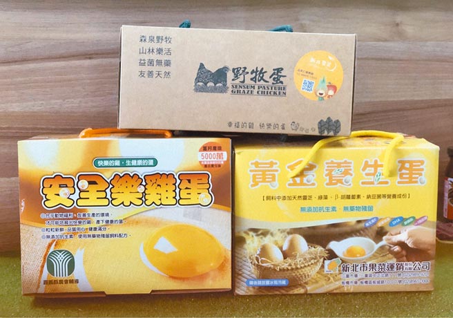 新北市果菜運銷公司在網路販售的黃金養生蛋、安全樂雞蛋自3月起4台斤從270元調整至320元。（新北市果菜運銷公司提供／陳慰慈傳真）