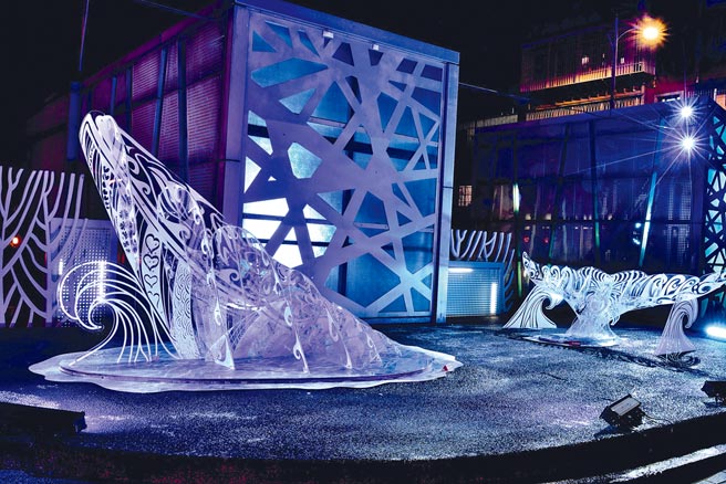 新北市新庄区「鲸彩中港光雕秀」将展至3月18日。（新北市水利局提供／叶书宏新北传真）