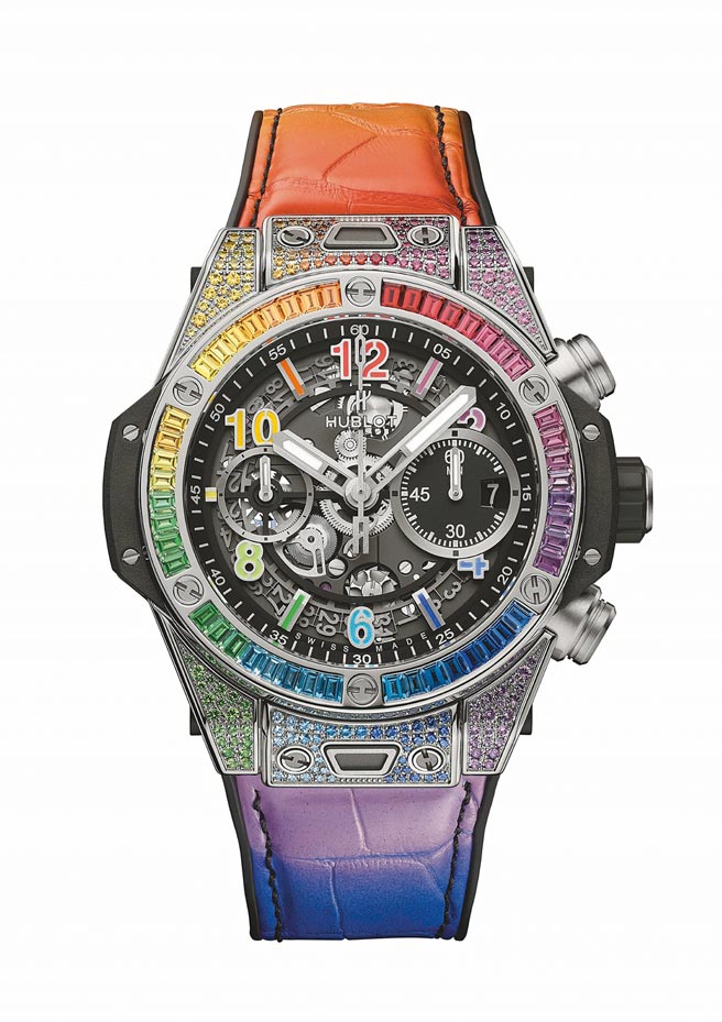 宇舶表BIG BANG UNICO钛金彩虹计时腕表，186万4000元。（HUBLOT提供）