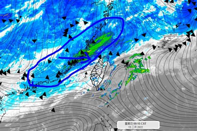 鋒面雲系發展並東移接近中，預計午後前緣雲系就逐步接近，越晚越會有雨，全台都有機會，北部會較明顯。（取自氣象達人彭啟明臉書）