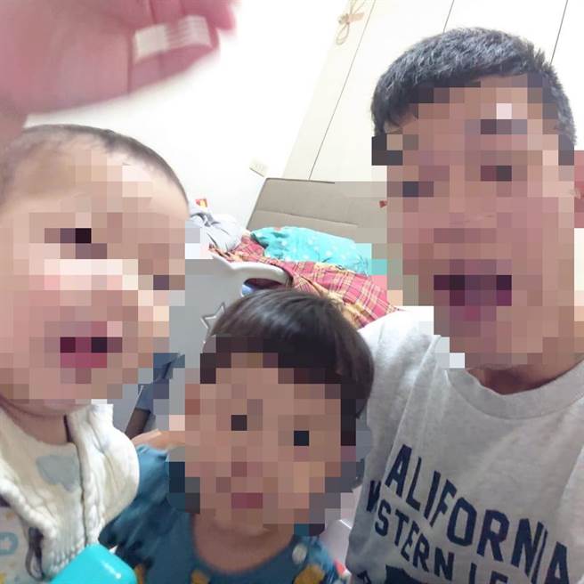 萧姓空军士兵脸书常PO出与2名小孩的合照。（摘自萧姓军人脸书）