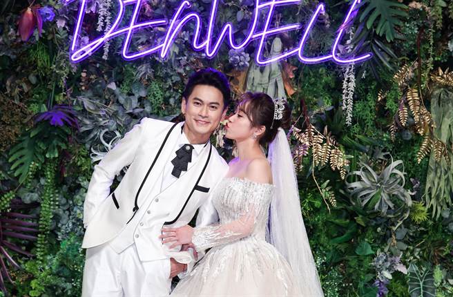 8點檔演員陳彥廷迎娶小16歲的甜美嫩妻呂璦唯。（陳俊吉攝）