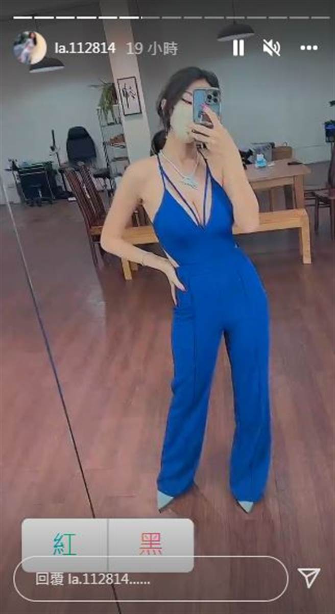 蕾菈穿低胸礼服辣露半球，徵求网友刺青意见。（图／翻摄自IG）