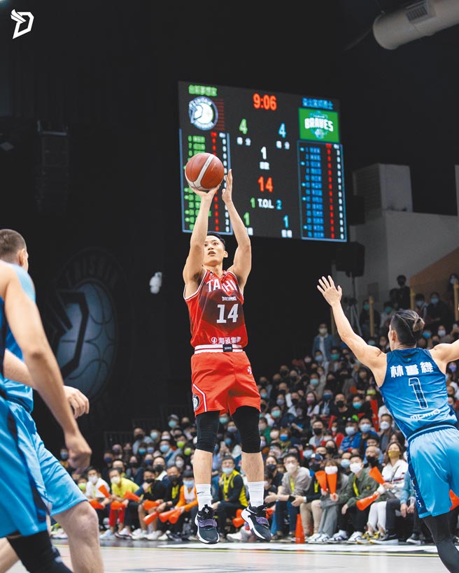 梦想家后卫吴永盛（中）甩开对手防守跳投命中。（台新梦想家提供）