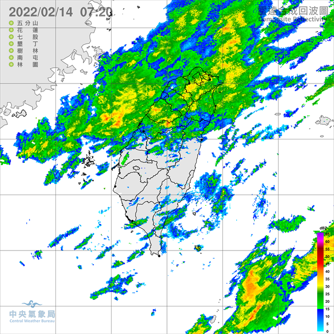 受锋面影响，气象局发布5县市大雨特报。(气象局提供)