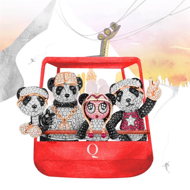 Qeelin為北京冬奧設計萌娃滑雪健將Champion Bo Bo 珠寶。（Qeelin提供）