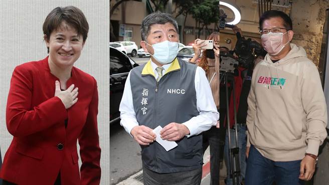 台北市长人选最新民调，绿营党内3人互打由陈时中（中）出线，赢过萧美琴（左）与林佳龙（右）。（合成图／赵双杰摄、姚志平摄、王英豪摄）