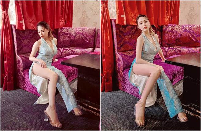 熊熊穿旗袍，上下都露展现傲人曲线。（图／翻摄自IG）