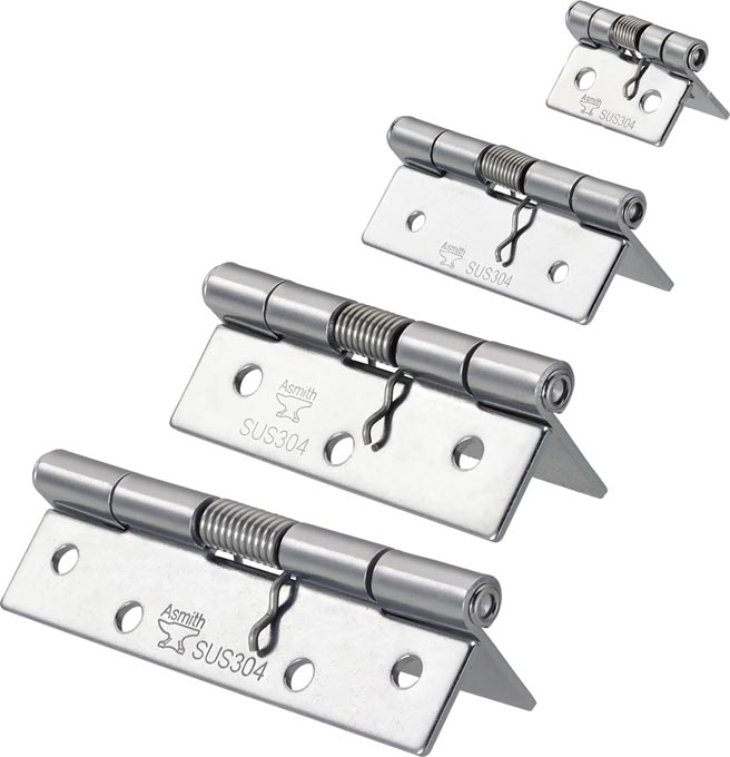 金石门企业推出「不锈钢扭力弹簧平面铰链」获日本知名品牌的採用。图／金石门企业提供