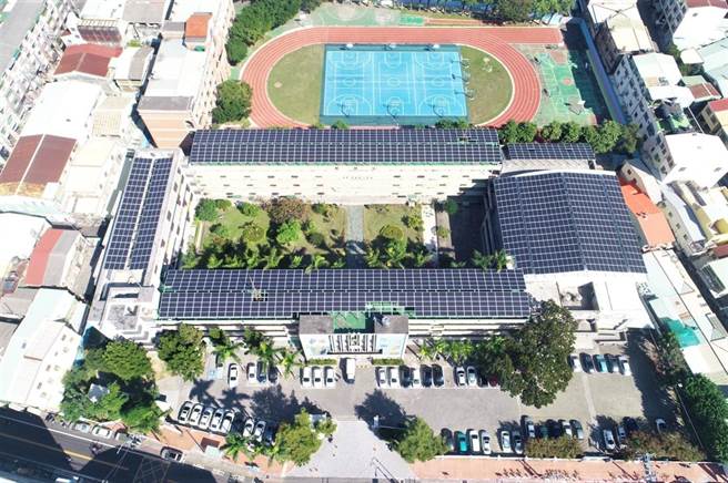 台中市政府教育局於中平國中，規畫設置太陽光電，打造台中成為綠能低碳、永續宜居的幸福城市。（台中市政府提供）