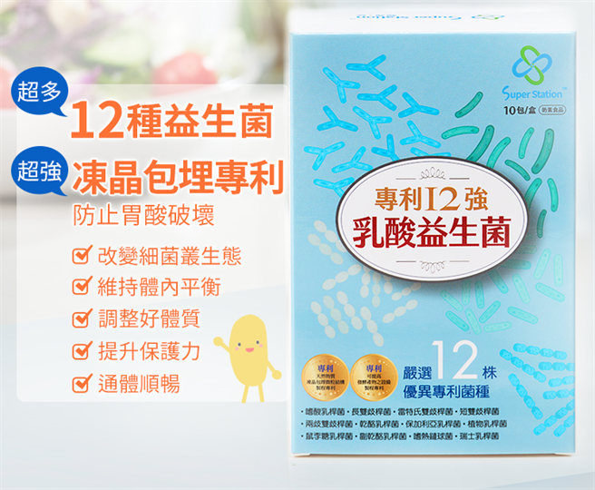 超级站益生菌利用冻晶包埋专利技术防止益生菌受胃酸破坏。(图／超级站提供)