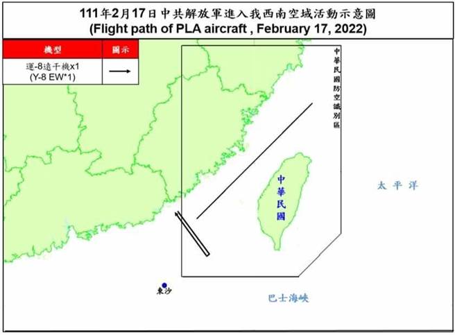 共机侵扰我西南空域示意图。空军提供