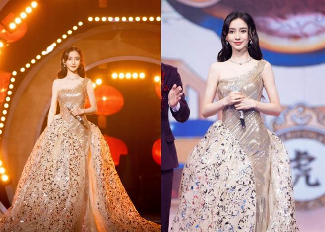 日前baby现身电视台元宵晚会，宛如仙女下凡，女神顏值再度惊艳全场。(图/ 摘自Angelababy工作室微博)