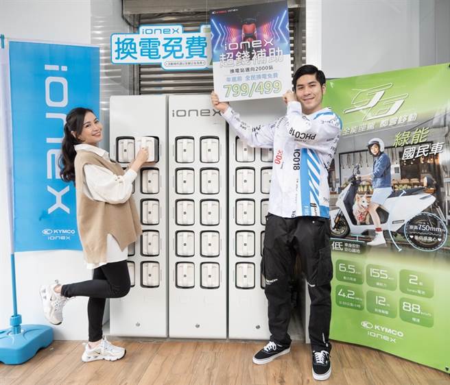 农历春节长假过后，最新Ionex换电站突破1000站，在迈向2000站之际，这波超钱补助优惠中特别感谢消费者支持。（KYMCO提供）