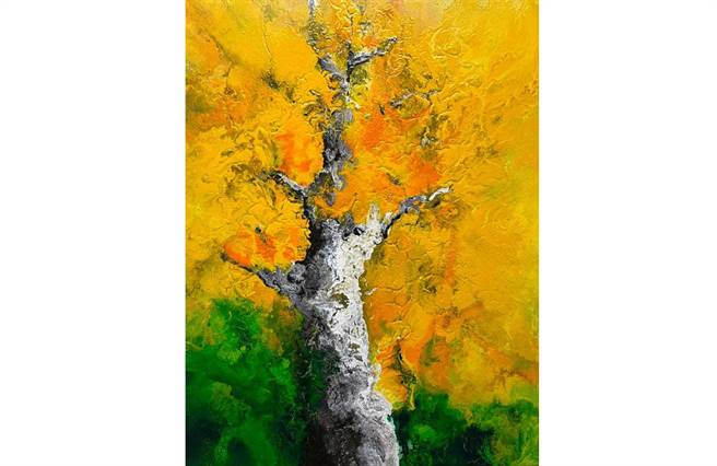 陳炳臣作品「銀杏曦春」失而復得。（陳炳臣提供／吳敏菁彰化傳真）