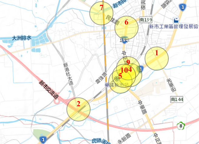 台南市警察局善化分局公布本周辖内易肇事路口。（警方提供／张毓翎台南传真）