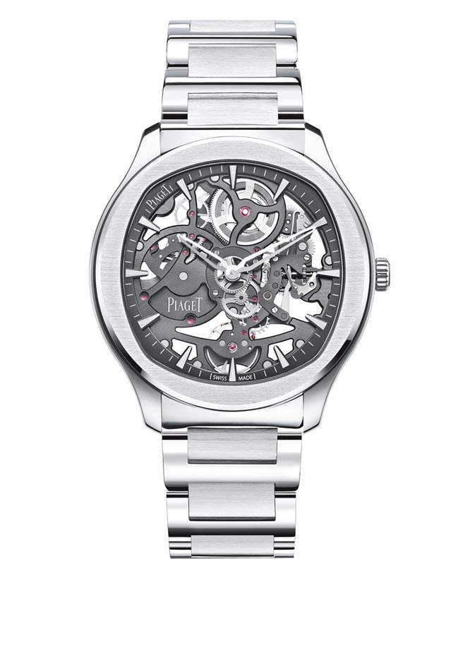 伯爵Polo系列岩石灰鏤空超薄精鋼腕表，89萬5000元。（PIAGET提供）