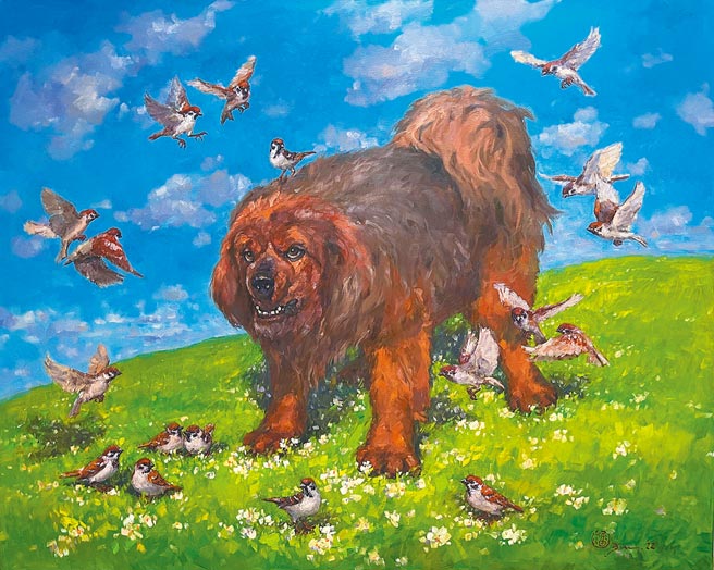 潘蓬彬，《大雄和他的新朋友》，162X130cm，2022年。（潘蓬彬提供）