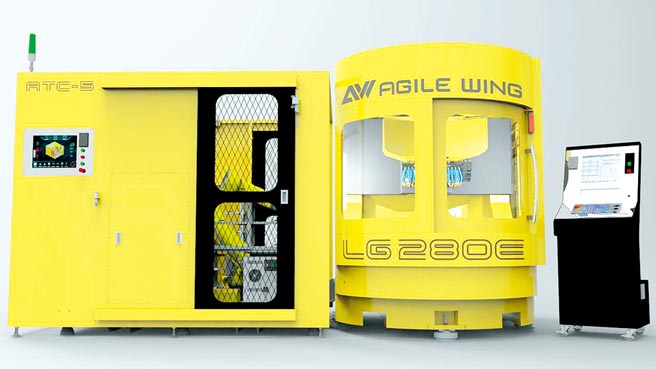 寅翊智造公司整合CNC工具磨床、倉儲系統、6軸Robot與AOI自動檢驗設備的生產方案。圖／業者提供