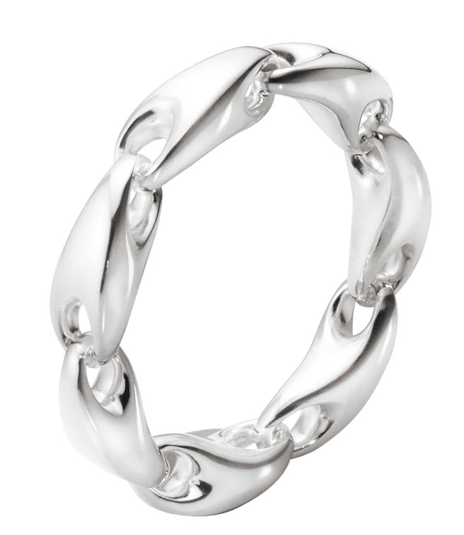 乔治杰生REFLECT系列纯银圈戒，6700元。（Georg Jensen提供）