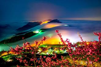 石棹夜櫻琉璃雲瀑大景 攝影達人：這3天有機會拍到