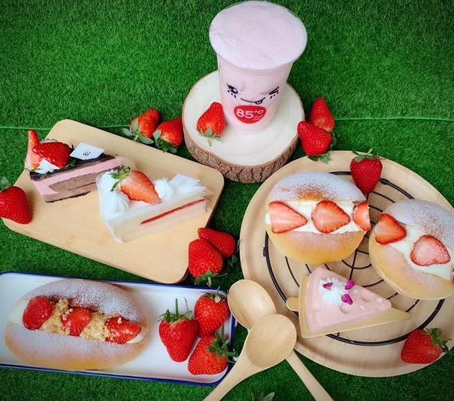 （85度C推出「草莓季甜蜜大赏」从2月22日至3月7日，连续14天超杀优惠。图／85度C提供）
