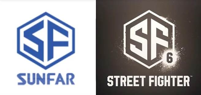 快打旋风6游戏Logo与顺发3C旧版Logo有高度相似。（合成图，取自顺发官网与卡普空推特）